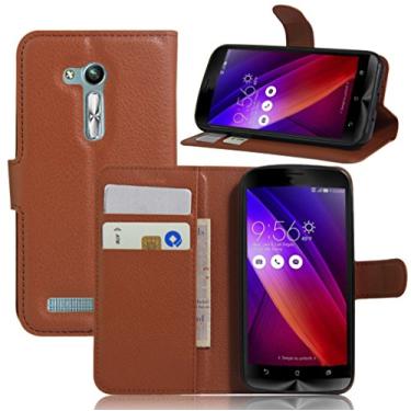 Imagem de Capa carteira ASUS ZenFone GO/ZB452KG, capa carteira flip de couro PU premium com compartimento para cartão, suporte e fecho magnético [capa interior à prova de choque de TPU] Compatível com ASUS