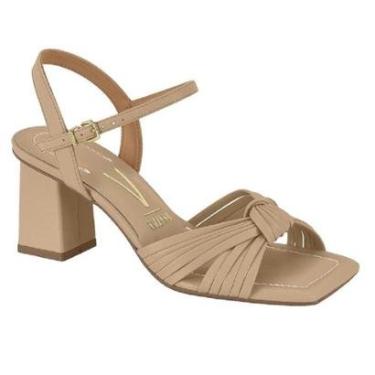 Imagem de Sandália Vizzano Salto Bloco Bico Quadrado 6455.122 Bege-Feminino