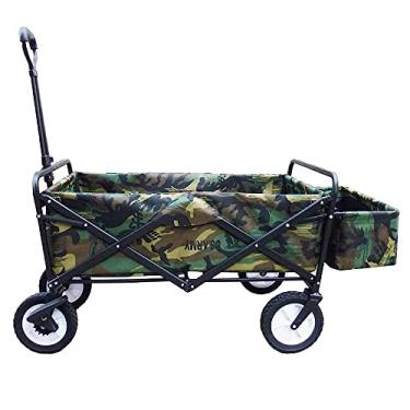 Imagem de Carrinhos, carrinho de jardim Carrinho dobrável de 4 rodas - Vagão de tração dobrável Carrinho de acampamento para praia Jardim portátil e carrinho DIY - Capacidade de 80Kg hopeful