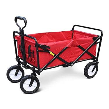 Imagem de Carrinho de mão para lavanderia, carrinho dobrável para jardim, vagão resistente, carrinho de compras multifuncional para acampamento ao ar livre, pesca, caminhão de tração com 4 rodas, carga estática