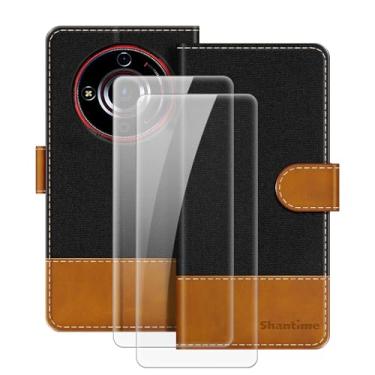 Imagem de MILEGOO Capa de couro para Hotwav T7 capa magnética para celular com carteira e compartimento para cartão + [2 unidades] protetor de tela de vidro temperado para Hotwav T7 (6,5 polegadas) preto