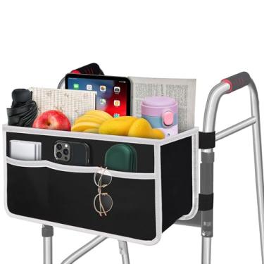 Imagem de Satis: em bolsa para andador, dobrável, equipada com 6 tiras elásticas, mais forte do que outras cestas de andador, cesta para andador com vários bolsos e nunca tombar, melhor presente para idosos e