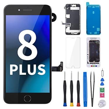 Imagem de Risidamoy Kit de reparo de tela para iPhone 8 Plus 14.0 cm preto com botão Home 8plus 3D Touch LCD Display digitalizador montagem completa câmera frontal alto-falante sensor vidro Fix Tools A1864