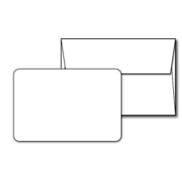 Imagem de Cartas planas de borda arredondada em branco liso de 11,4 cm x 14 cm (tamanho A2), Branco, 100 Cards & 100 Envelopes
