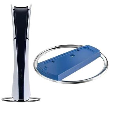 Imagem de PEGLY Suporte vertical para consoles PS5 compatível com PlayStation 5 Slim Disc e edição digital, acessórios de base sólida, cor azul