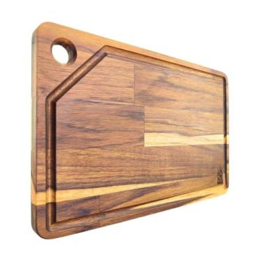 Imagem de Tábua De Corte Para Cozinha Churrasco Para Casa Legumes Frutas Carnes Madeira Maciça Com Canaleta Furo Cortar