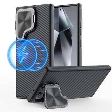 Imagem de Nillkin Capa para Samsung Galaxy S24 Ultra Magsafe com capa para câmera Kichstand, [ímãs embutidos], [tampa de lente 2 em 1 e suporte], capa magnética para Galaxy S24 Ultra 6,8 polegadas 2024, preta