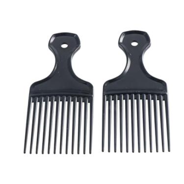 Imagem de 2 pentes de plástico liso e largo, pente de cabelo afro, pente de cabelo afro, pente largo, dentes, garfo, escova de cabelo, ferramenta de estilo para homens e mulheres