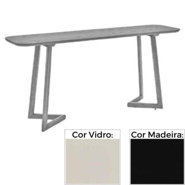 Imagem de Aparador MH-5345 Herval 160 cm Madeira Laca Fosca Preta Vidro Off White Base Preta