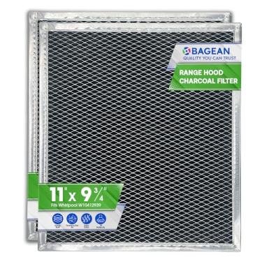 Imagem de Filtro de carvão de substituição para filtro de carvão W10412939 Whirlpool Range Hood 28 cm x 24,7 cm - Substitui os filtros de carvão de carbono para fogão de cozinha sem dutos (embalagem com 2)