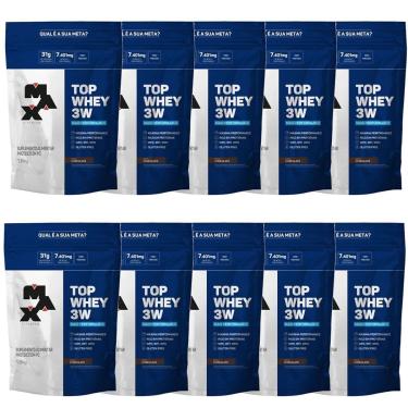 Imagem de Kit 10X Top Whey 3W - 1800g Refil Chocolate - Max Titanium-Unissex