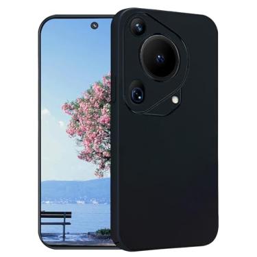 Imagem de Yarxiawin Capa para Huawei Pura 70 Ultra à prova de choque rosa Huawei Pura 70 Ultra capa protetora estética fina rígida PC capa protetora para mulheres e homens capa com toque delicado (preta)