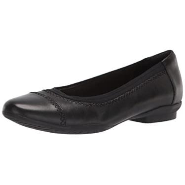 Imagem de Clarks Sapatilha feminina Sara Bay Ballet, Couro preto, 12