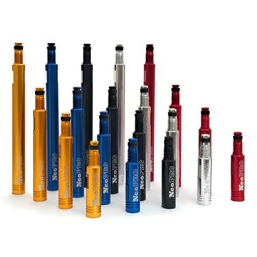 Imagem de NeoPRO Kit extensor de válvula Presta (pacote com 2) com chave de válvula e tampa - disponível em 4 comprimentos - 20, 30, 40, 60 mm (azul, 30 mm)