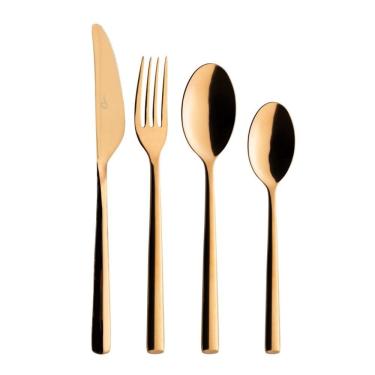 Imagem de Faqueiro Mimo 16 Peças em Aço Inox Dourado Oxford