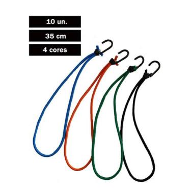 Imagem de Elástico Com Gancho 10 Un. Extensor Para Lona 35 Cm. - lonafix fixador