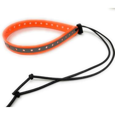 Imagem de Coleira eletrônica GPS de substituição com elástico ajustável, design de vários furos e fecho de alternância seguro para cães pequenos (laranja refletivo, pescoço pequeno)