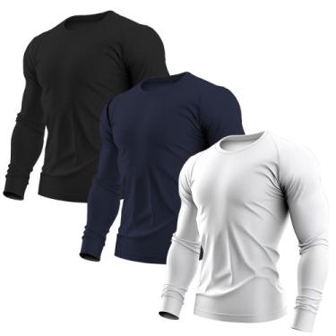 Imagem de KIT 3 Camisetas Manga Longa Térmica Proteção Solar UV +50 Dry Fit Teci
