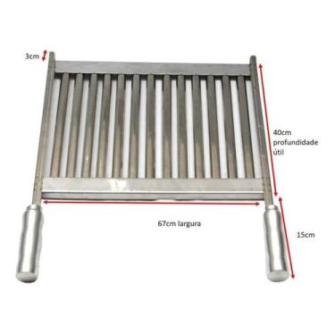 Imagem de Grelha Uruguaia Inox Parrilha Churrasco 67X40Cm Premoldada - Geral