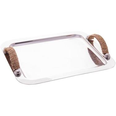 Imagem de Bandeja Inox para Servir Retangular Wolff Manhattan 27x33cm, Inox