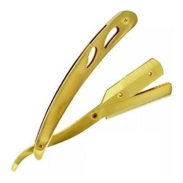 Imagem de Navalhete Profissional Barbeiro Dourada Tdj Aço Inox