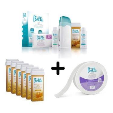 Imagem de Kit Depilação + 6 Ceras Refil Lenço Falso Tecido Depil Bella