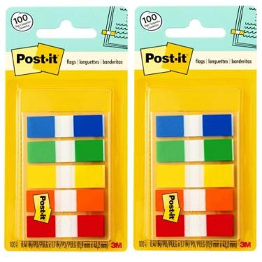 Imagem de Conjunto de 2 bandeiras Post-it, cores primárias sortidas, 1,27 cm de largura, 100/On-the-go distribuído por Maven Gifts