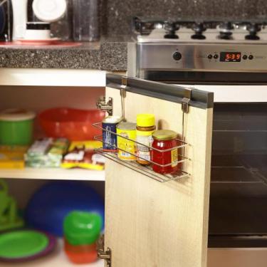 Imagem de Porta Condimento Prateleira Multiuso Para Porta De Armário N082 Niquel