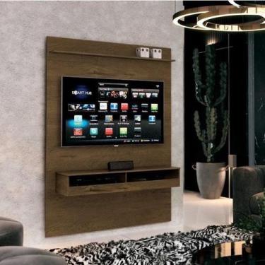 Imagem de Painel alto Torino p/ TV até 50'' Pol com nichos cor Nogal - EDN