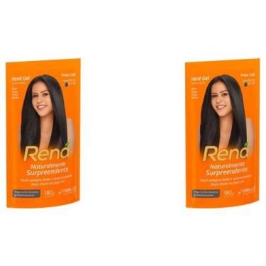Imagem de Hene em Gel Rená Preto Café (Preto Escuro) 02x180gr Alisa, tinge e Da 