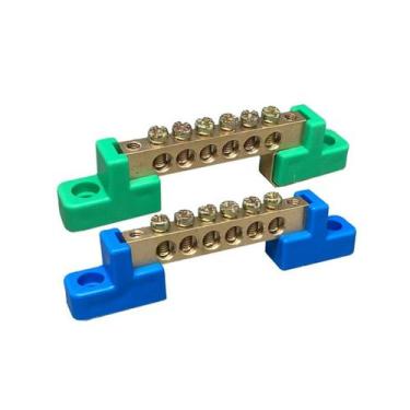 Imagem de Kit Barramento 1 Neutro E 1 Terra 6 Bornes Furo Fix Parafuso - ATMX