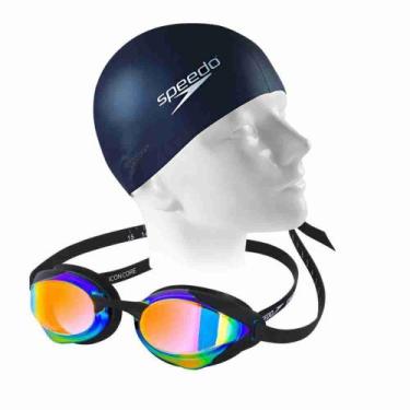 Imagem de Óculos de Natação Speedo Icon Core MR + Touca de Natação, Azul escuro