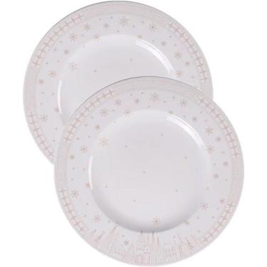 Imagem de Kit Jogo Pratos Rasos Jantar 2 Pessoas 2Pçs Capodanno 28cm - Genérico