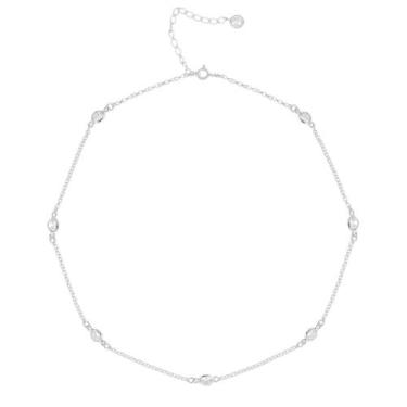 Imagem de Colar Corrente Gargantilha Choker Pedra Zircônia Prata 925 - DR Jóias