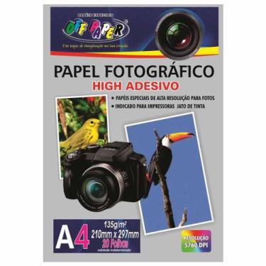 Imagem de Papel Fotográfico A4 135 gramas Adesivo Glossy Off Paper - 20 Folhas