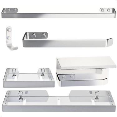 Imagem de Kit Acessórios Para Banheiro Inox e Cromado 6 Peças MAX - CONTEL STORE
