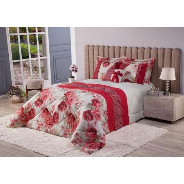 Imagem de Kit vitoria queen 7 pecas - floral vermelho - Enxovais Aquarela LTDA