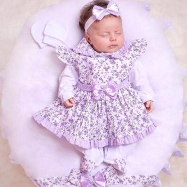 Imagem de Saída de Maternidade para Bebê Menina Amora Floral 05 Peças - Pandora 
