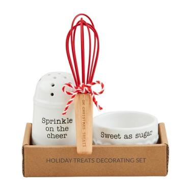 Imagem de Mud Pie Conjunto de suportes para condimentos Sprinkle açúcar, tigela de 5 x 7,6 cm de diâmetro | coqueteleira 10 cm x 6 cm, branco