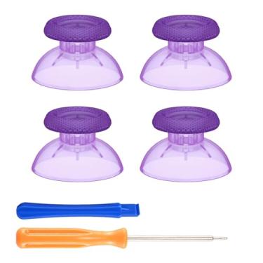 Imagem de eXtremeRate 2 pares de botões de substituição roxo claro atômico para controle de PS5, joystick analógico personalizado compatível com PS5, para PS4 todos os modelos de controladores universais - controle não incluído
