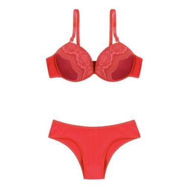 Imagem de Kit 5 Conjunto Lingerie Sexy Atacado Renda Bojo Revenda - Tayane, Verm