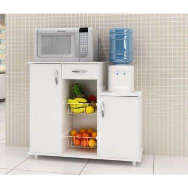 Imagem de Balcão Com Fruteira 2 Portas 1 Gaveta Diva Branco Notável Móveis Branco