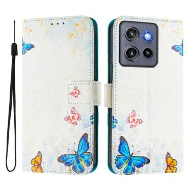 Imagem de Capa carteira para Motorola ThinkPhone 25, 3 compartimentos para cartão, 1 compartimento para dinheiro, capa flip de couro PU com padrão fofo, capa com fivela magnética à prova de choque, compatível