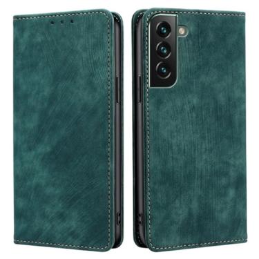 Imagem de WGHY Capa carteira para Samsung Galaxy S24/S24 Plus/S24 Ultra, capa flip de couro PU com suporte para cartão, bloqueio RFID e proteção total da câmera, capa interna de TPU, verde, S24 Plus de 6,7