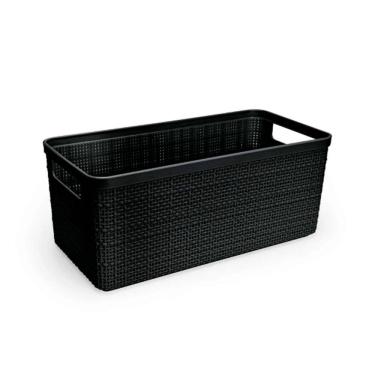 Imagem de Cesto Organizador Juta Alongada Rattan de Plástico Resistente Capacidade 3,7 Litros