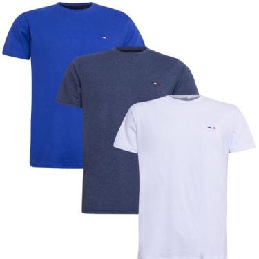 Imagem de Kit Camiseta Industrie Básica Bordada França  Algodão Premium Masculin