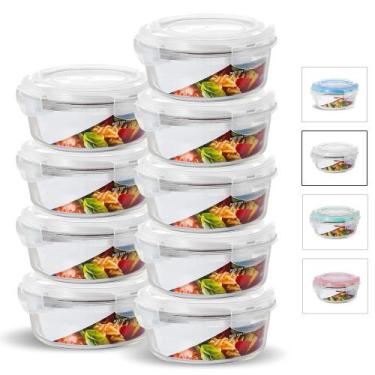 Imagem de KIT 9 Potes de Vidro Redondo com Tampa Hermética 950ml - U4home, Branc