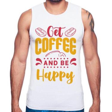 Imagem de Regata Get Coffee And Be Happy - Foca na Moda, Branco, G