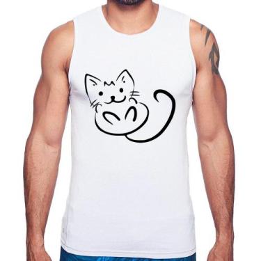 Imagem de Regata Gatinho Traços - Foca na Moda, Branco, GGG