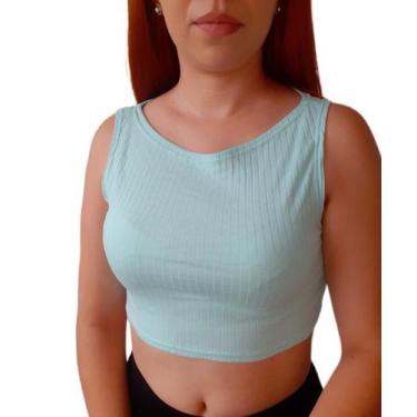 Imagem de Atacado kit com 6 cropped regata básico liso top fitness sem bojo - DE